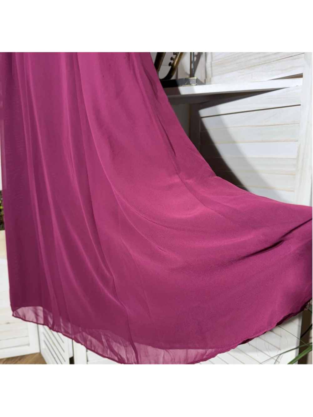 Vintage Y2K Alfred Angelo skirt chiffon burgundy maxi full swing elastic waist S - Picture 2 of 10
